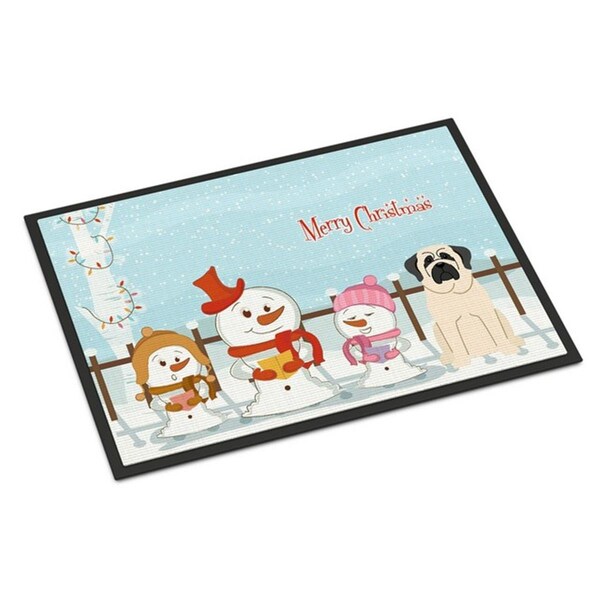 Carolines Treasures Merry Christmas Carolers Mastiff White Indoor or Outdoor Mat, 24 x 0.25 x 36 in. BB2348JMAT - main